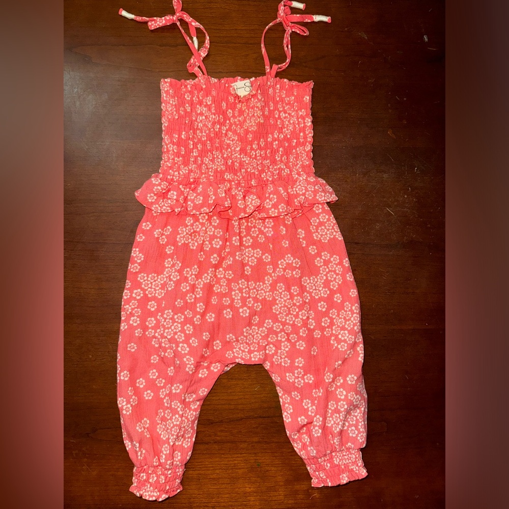 Jessica Simpson 12m Floral Romper with Adjustable Straps NWOT